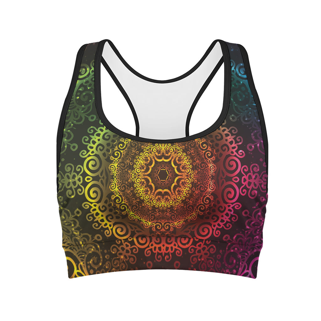 Colorful Gradient Mandala Print Women's Sports Bra