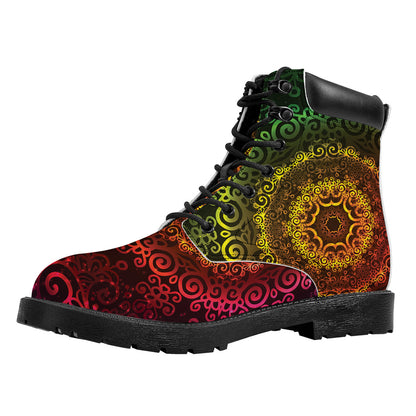 Colorful Gradient Mandala Print Work Boots