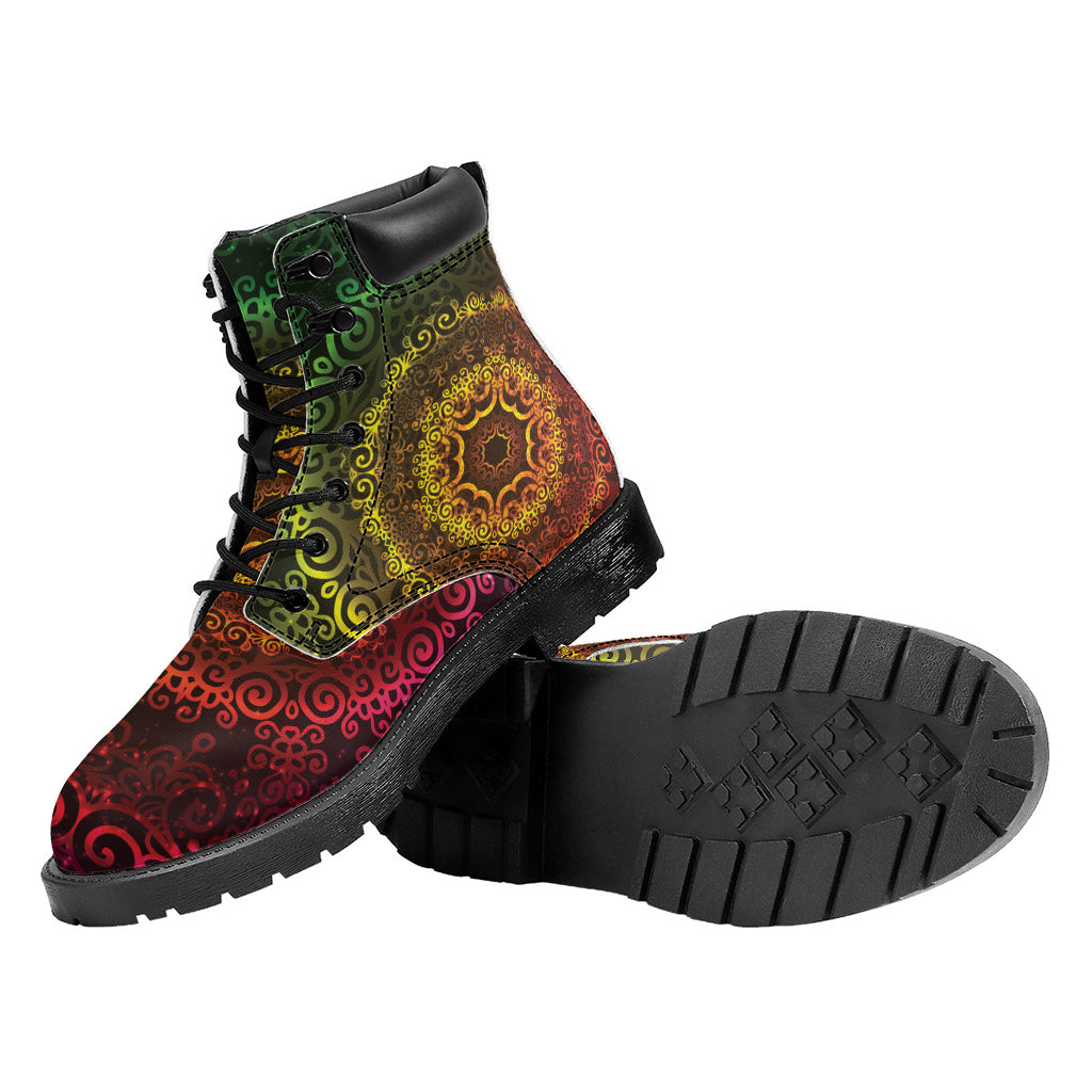 Colorful Gradient Mandala Print Work Boots