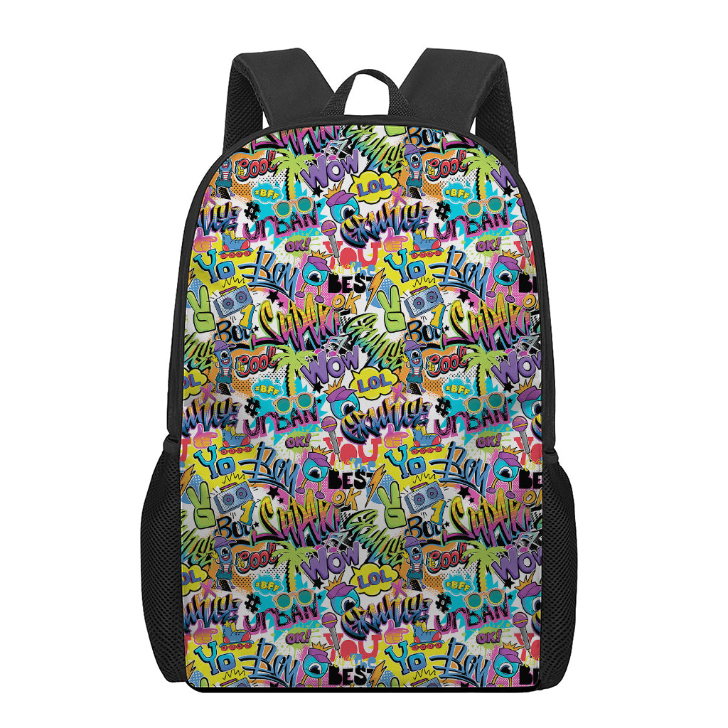 Colorful Graffiti Pattern Print 17 Inch Backpack