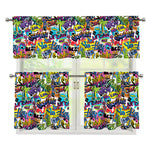 Colorful Graffiti Pattern Print 3 Piece Kitchen Curtains
