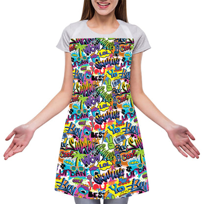 Colorful Graffiti Pattern Print Adjustable Apron