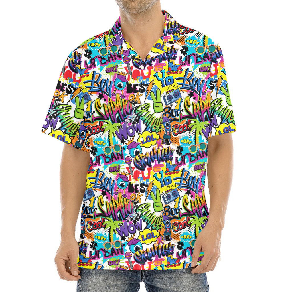 Colorful Graffiti Pattern Print Aloha Shirt