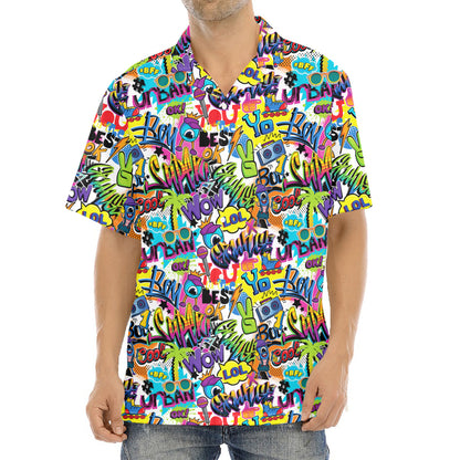 Colorful Graffiti Pattern Print Aloha Shirt
