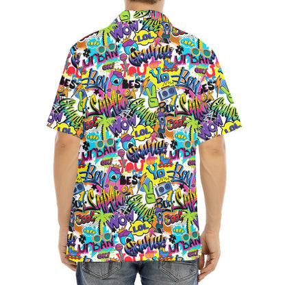 Colorful Graffiti Pattern Print Aloha Shirt