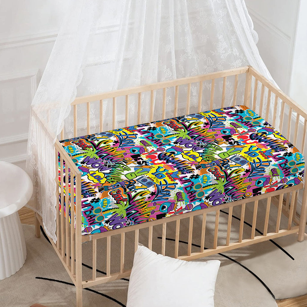 Colorful Graffiti Pattern Print Baby Crib Sheet