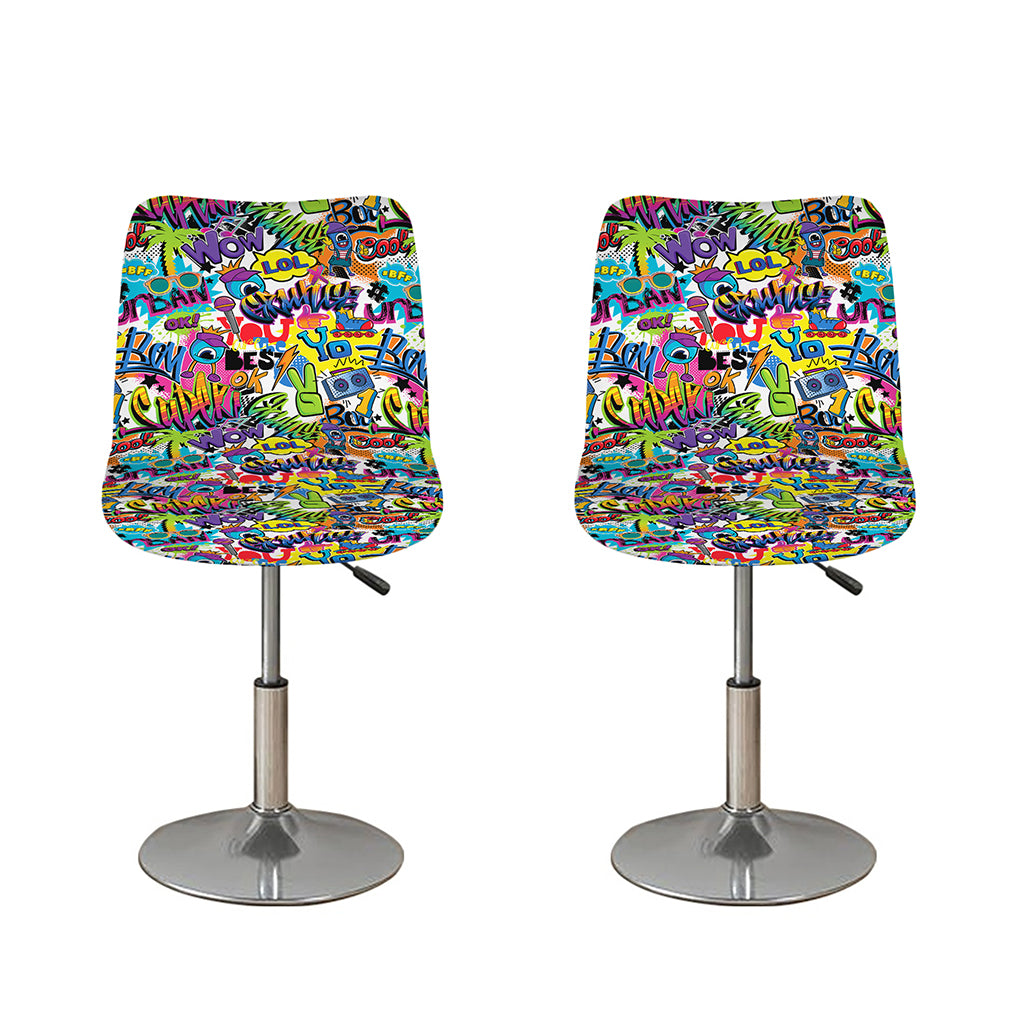 Colorful Graffiti Pattern Print Bar Stool Covers