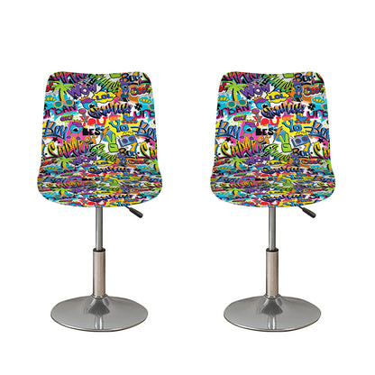 Colorful Graffiti Pattern Print Bar Stool Covers