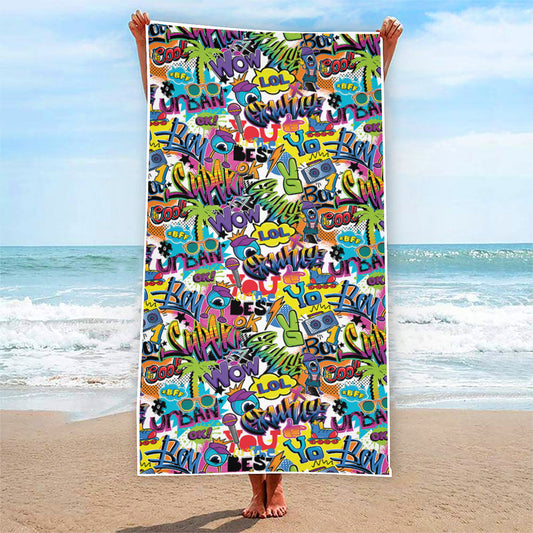 Colorful Graffiti Pattern Print Beach Towel