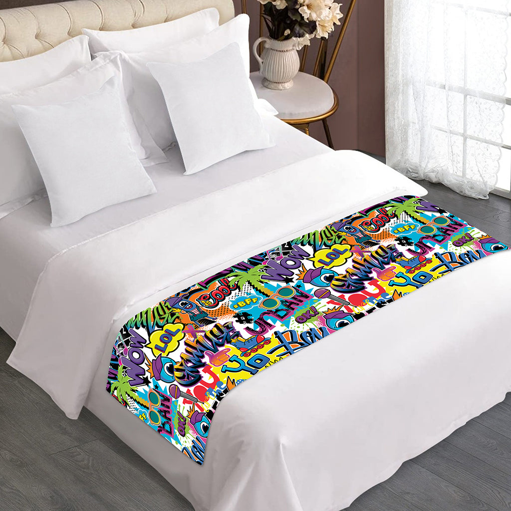 Colorful Graffiti Pattern Print Bed Runner