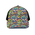Colorful Graffiti Pattern Print Black Mesh Trucker Hat