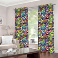 Colorful Graffiti Pattern Print Dimout Grommet Curtains