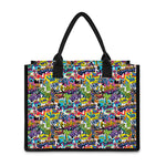 Colorful Graffiti Pattern Print Canvas Tote Bag