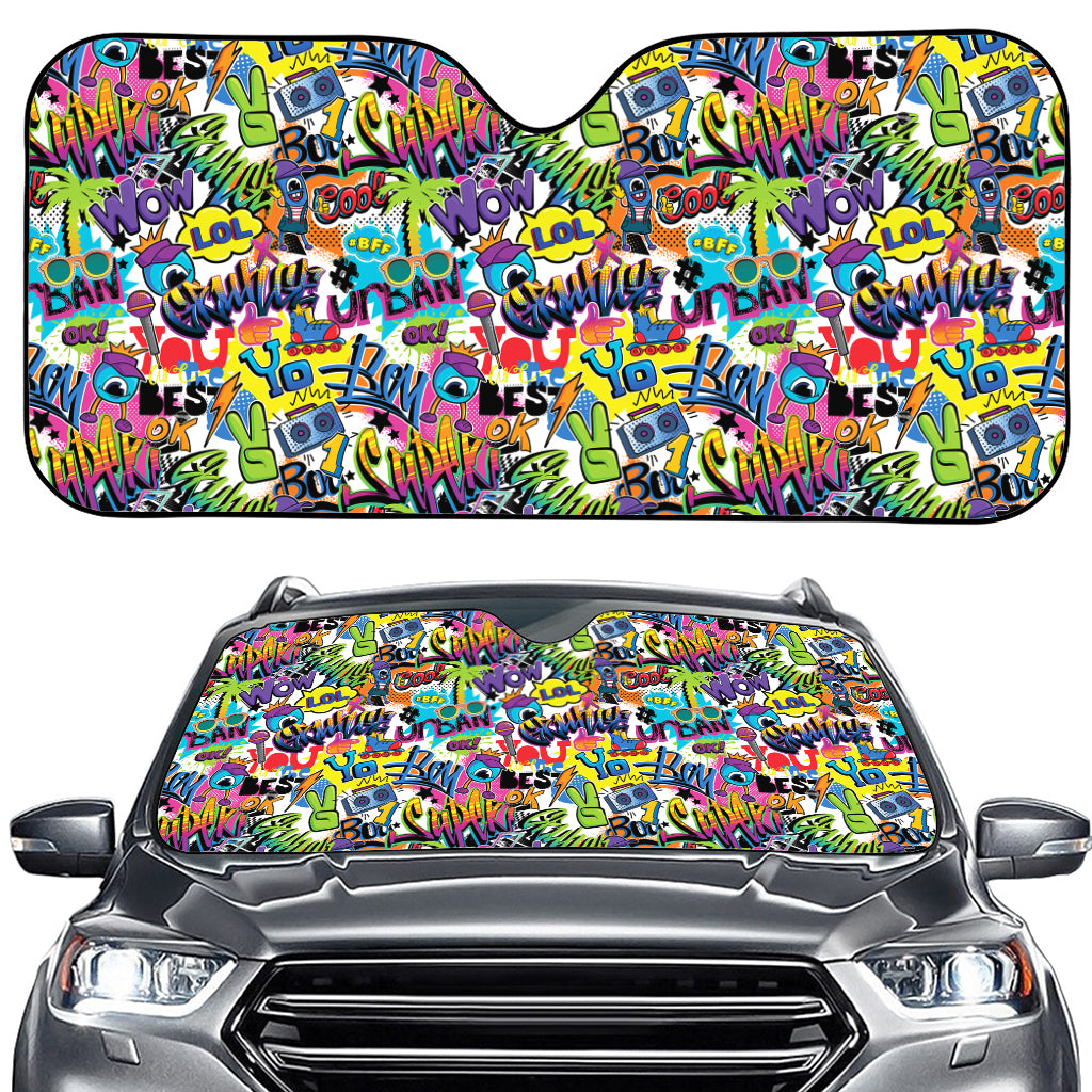 Colorful Graffiti Pattern Print Car Windshield Sun Shade