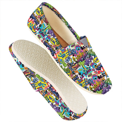 Colorful Graffiti Pattern Print Casual Shoes