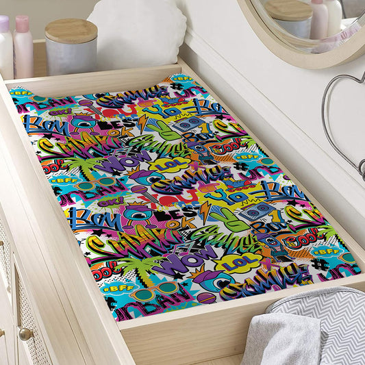 Colorful Graffiti Pattern Print Changing Pad Cover