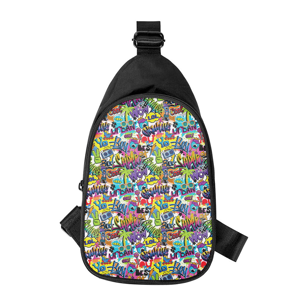 Colorful Graffiti Pattern Print Chest Bag