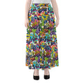 Colorful Graffiti Pattern Print Chiffon Maxi Skirt