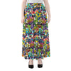 Colorful Graffiti Pattern Print Chiffon Maxi Skirt