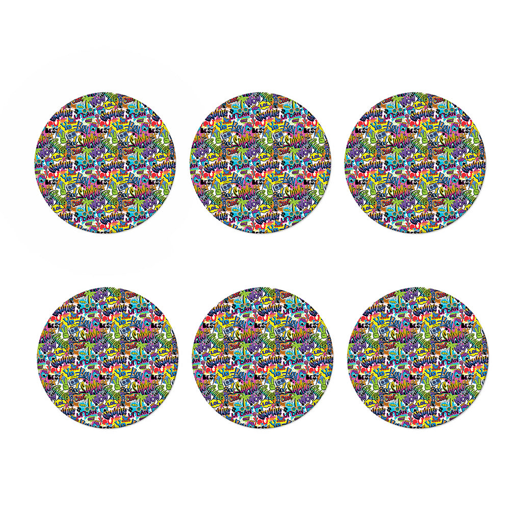 Colorful Graffiti Pattern Print Coaster Set