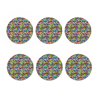 Colorful Graffiti Pattern Print Coaster Set