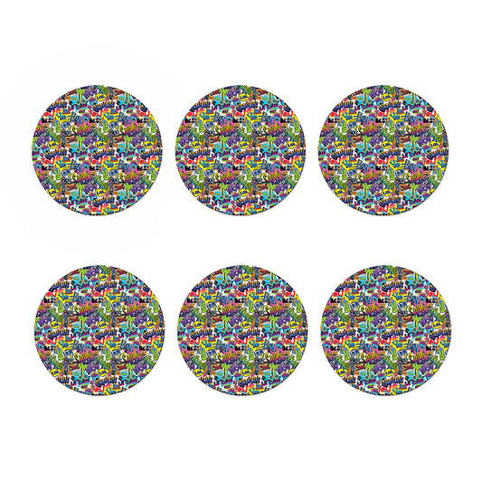 Colorful Graffiti Pattern Print Coaster Set