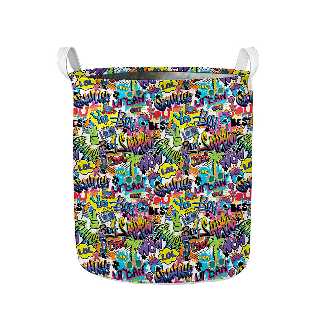 Colorful Graffiti Pattern Print Collapsible Laundry Basket