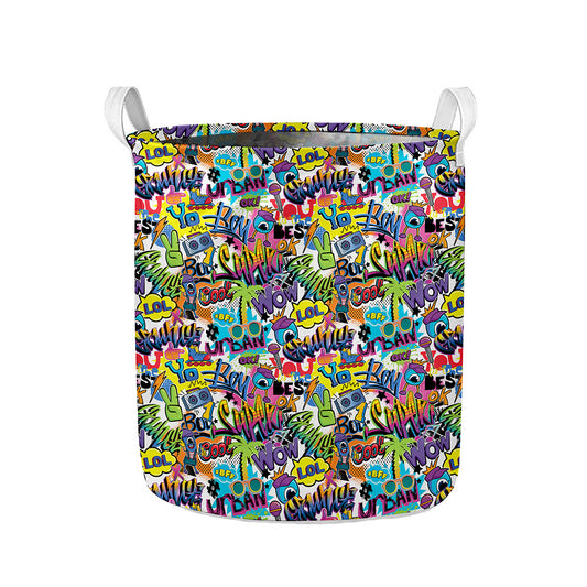 Colorful Graffiti Pattern Print Collapsible Laundry Basket