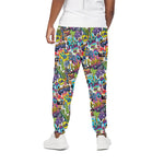 Colorful Graffiti Pattern Print Cotton Pants