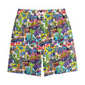 Colorful Graffiti Pattern Print Cotton Shorts