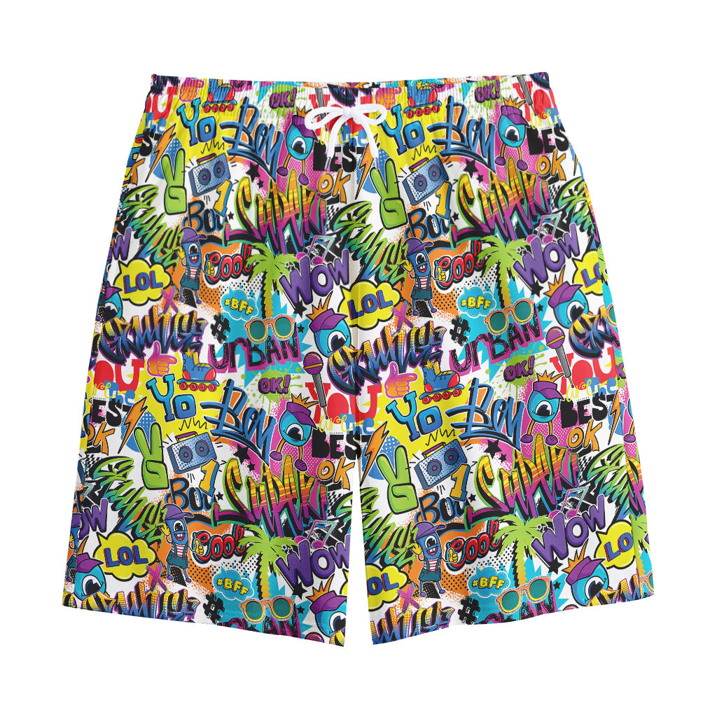 Colorful Graffiti Pattern Print Cotton Shorts