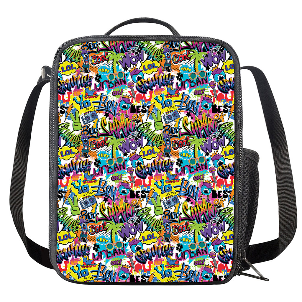 Colorful Graffiti Pattern Print Crossbody Lunch Bag