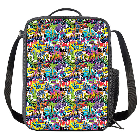 Colorful Graffiti Pattern Print Crossbody Lunch Bag