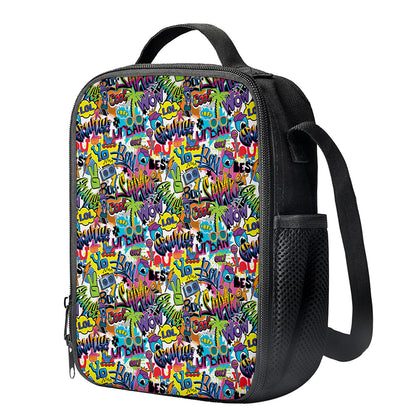 Colorful Graffiti Pattern Print Crossbody Lunch Bag