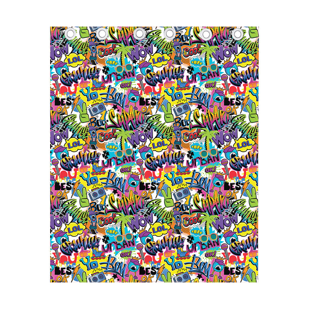 Colorful Graffiti Pattern Print Curtain