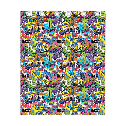 Colorful Graffiti Pattern Print Curtain