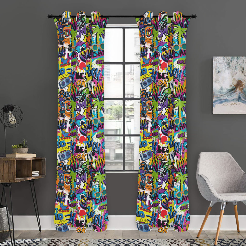 Colorful Graffiti Pattern Print Curtain