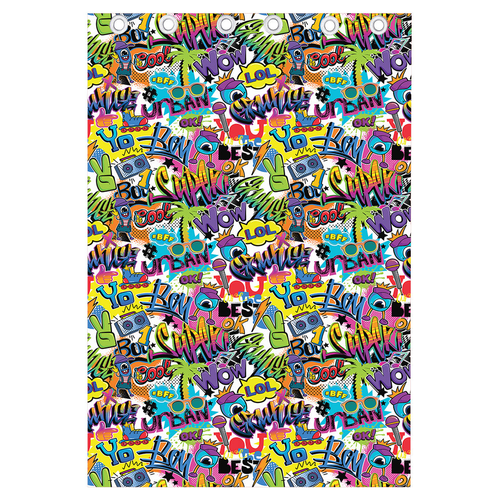 Colorful Graffiti Pattern Print Curtain