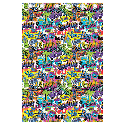 Colorful Graffiti Pattern Print Curtain