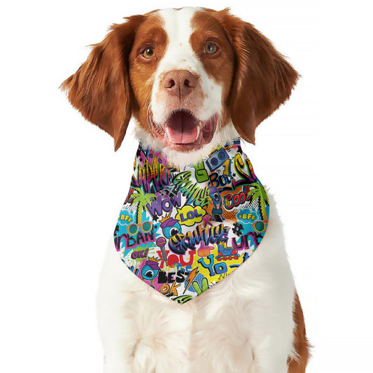 Colorful Graffiti Pattern Print Dog Bandana