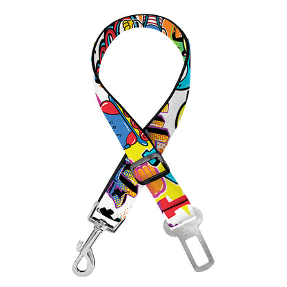Colorful Graffiti Pattern Print Dog Seat Belt