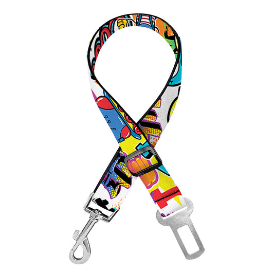 Colorful Graffiti Pattern Print Dog Seat Belt