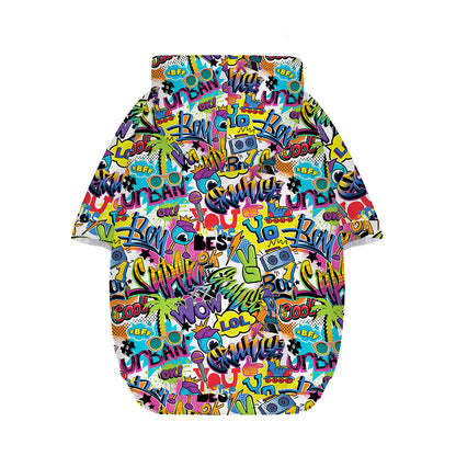 Colorful Graffiti Pattern Print Dog Zip Up Hoodie