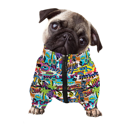 Colorful Graffiti Pattern Print Dog Zip Up Jacket