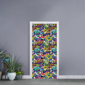 Colorful Graffiti Pattern Print Door Sticker