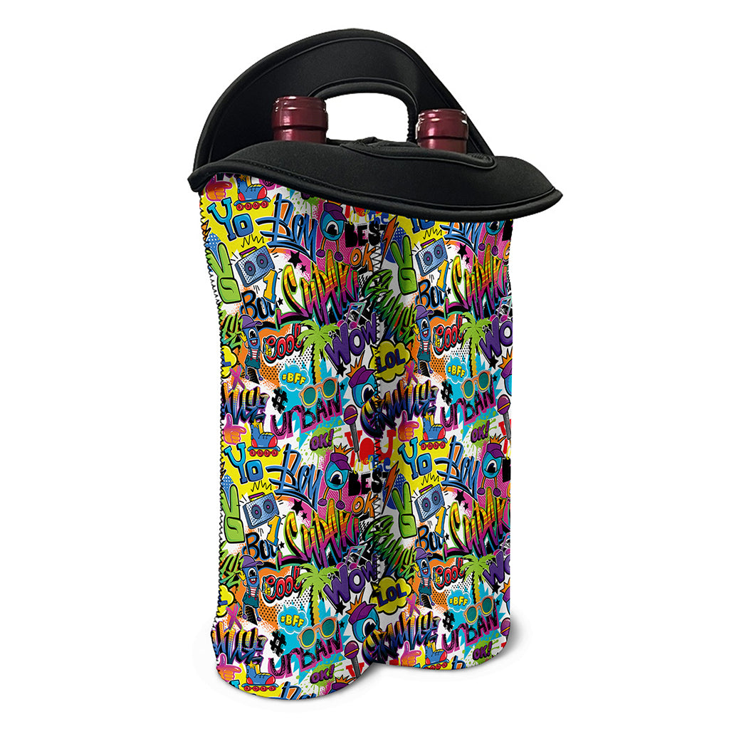 Colorful Graffiti Pattern Print Double Neoprene Wine Tote