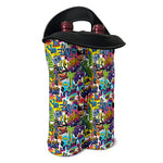 Colorful Graffiti Pattern Print Double Neoprene Wine Tote