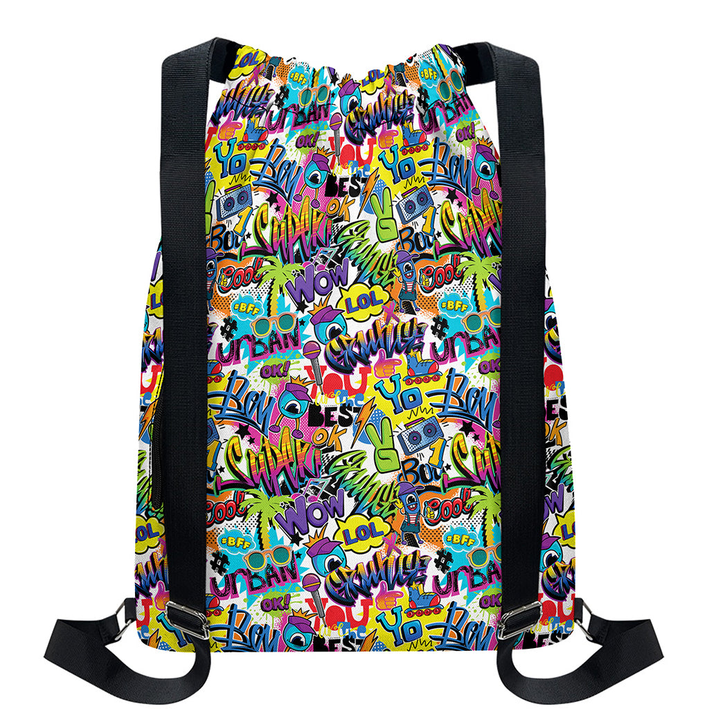 Colorful Graffiti Pattern Print Drawstring Backpack