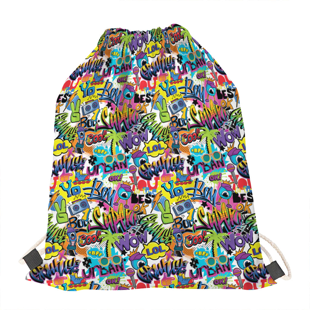 Colorful Graffiti Pattern Print Drawstring Bag
