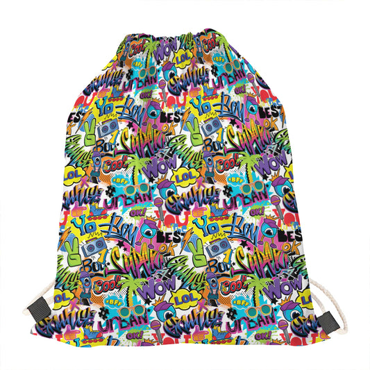 Colorful Graffiti Pattern Print Drawstring Bag